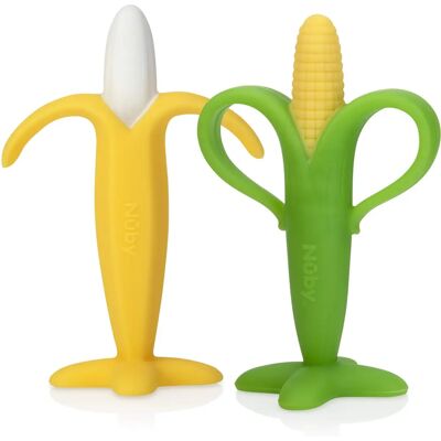 Nuby Pack Double de Anneaux de Mordre Maïs et Banane - Sûr et Sans BPA - Publicité Nuby Pack Double de Anneaux de Mordre Maïs et Banane - Sûr et Sans BPA - Publicité
