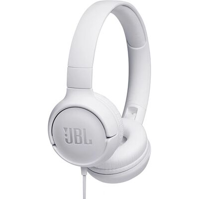 Fones de ouvido JBL Tune 500 com Cabo - Branco - On-Ear Fones de ouvido JBL Tune 500 com Cabo - Branco - On-Ear