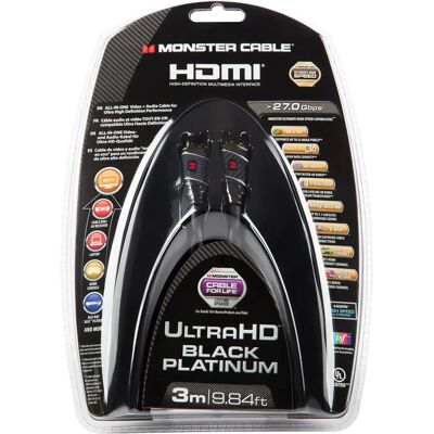 Câble HDMI Monster Black Platinum UHD 3m - Câble HDMI - Publicité Câble HDMI Monster Black Platinum UHD 3m - Câble HDMI - Publicité