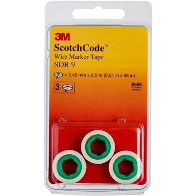 3M Scotchcode Kabelmarkierer - 3 Rollen, Ziffer 9, Weiß 3M Scotchcode Kabelmarkierer - 3 Rollen, Ziffer 9, Weiß