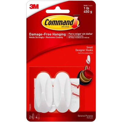 3M Command Små Ovale Kroge - Vægkroge med klæbestrips 3M Command Små Ovale Kroge - Vægkroge med klæbestrips