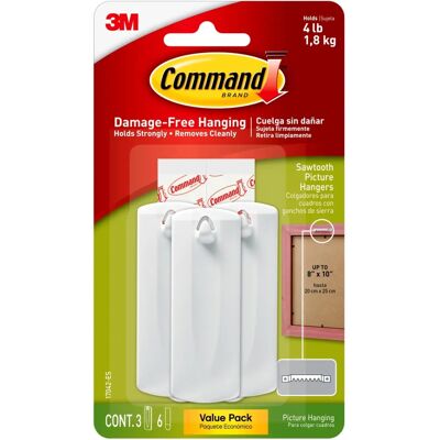 Command Large Sawtooth Picture Hangers - White Command Large Sawtooth Picture Hangers - White
