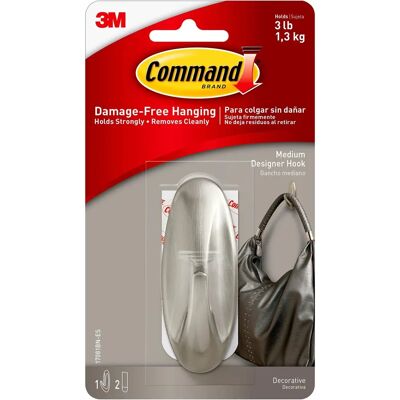 Ganchos de designer médio Command - Efeito níquel escovado - 1,3kg - Ganchos Ganchos de designer médio Command - Efeito níquel escovado - 1,3kg - Ganchos