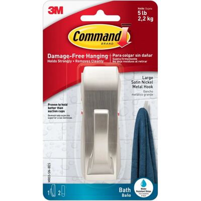 Duży chromowany hak łazienkowy Command Duży chromowany hak łazienkowy Command