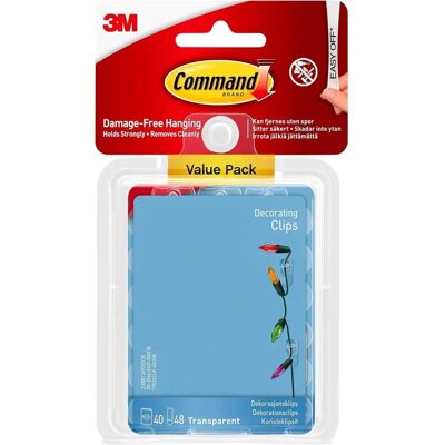 Command 3M Heldere Decoratieclips - Schadevrij Binnenhangen Command 3M Heldere Decoratieclips - Schadevrij Binnenhangen