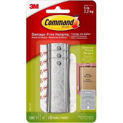 Command Universal Picture Hanger - 3 Hooks, 6 Strips - Damage-Free Command Universal Picture Hanger - 3 Hooks, 6 Strips - Damage-Free