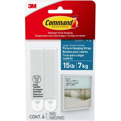 3M 17206B-ES Large Removable Bath Picture Hanging Strips - Bath Type 3M 17206B-ES Large Removable Bath Picture Hanging Strips - Bath Type