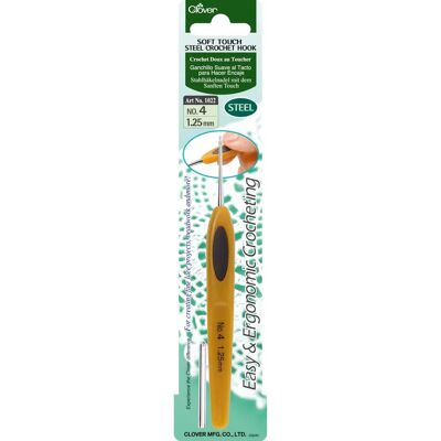 Agulha de crochê de aço Clover Soft Touch - 1,25mm Agulha de crochê de aço Clover Soft Touch - 1,25mm