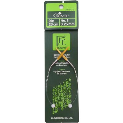 Aiguilles à tricoter circulaires en bambou Takumi de Clover - 9" - Taille 3/3.25mm - Publicité Aiguilles à tricoter circulaires en bambou Takumi de Clover - 9" - Taille 3/3.25mm - Publicité