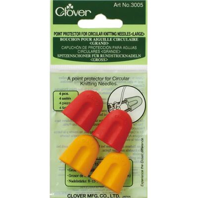 Protetores de pontas Clover - Agulhas circulares - Tamanhos 8-15 - Pack de 4 Protetores de pontas Clover - Agulhas circulares - Tamanhos 8-15 - Pack de 4