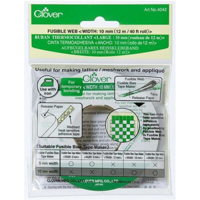 Clover Web Termoadesivo - 10mm - Bianco - Nastro adesivo tessile Clover Web Termoadesivo - 10mm - Bianco - Nastro adesivo tessile