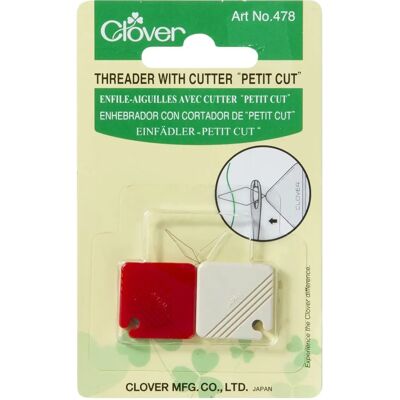 Modelo Clover: Pequeno passador de agulhas - Cortador 2-em-1 - Ferramenta de costura Modelo Clover: Pequeno passador de agulhas - Cortador 2-em-1 - Ferramenta de costura