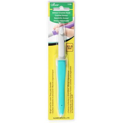 Crochet Clover Amour - 12 mm - Turquoise Ergonomique - Crochet - Publicité Crochet Clover Amour - 12 mm - Turquoise Ergonomique - Crochet - Publicité