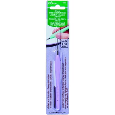 Gancho de crochê de aço Clover - 15cm - 1,00mm - Roxo Gancho de crochê de aço Clover - 15cm - 1,00mm - Roxo