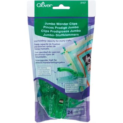 Clips Wonder Jumbo di Clover - Verde - Elevata capacità per più strati di tessuto Clips Wonder Jumbo di Clover - Verde - Elevata capacità per più strati di tessuto