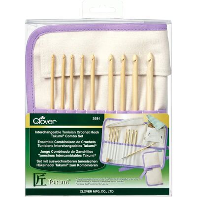 Clover Takumi Bamboo Interchangeable Tunisian Crochet Hook Set - Crochet Hooks Clover Takumi Bamboo Interchangeable Tunisian Crochet Hook Set - Crochet Hooks