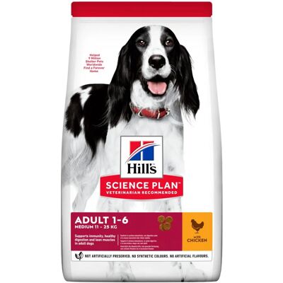 Hill's Science Plan Canine Adult 1-6 Medium kylling tørrfôr - 14kg Hill's Science Plan Canine Adult 1-6 Medium kylling tørrfôr - 14kg