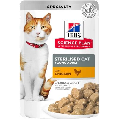 Cibo per gatti Hill's - Sterilizzato, Pollo, 85g Cibo per gatti Hill's - Sterilizzato, Pollo, 85g