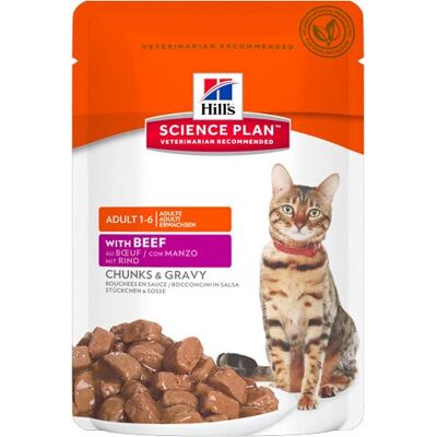 Hill's Science Plan Cibo umido per gatti adulti con manzo Hill's Science Plan Cibo umido per gatti adulti con manzo