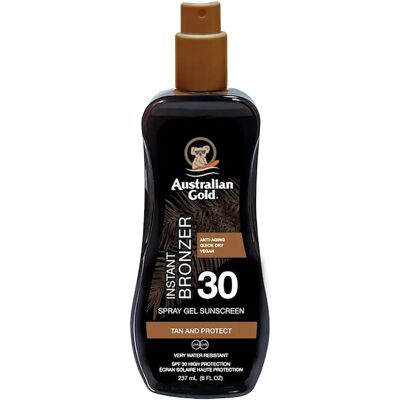 Australian Gold SPF 30 with Instant Bronzer Spray Gel - Sunscreen Spray Australian Gold SPF 30 with Instant Bronzer Spray Gel - Sunscreen Spray