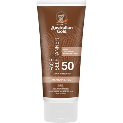 Australian Gold Autoabbronzante Visage SPF50 - Crème solaire 88 ml Australian Gold Autoabbronzante Visage SPF50 - Crème solaire 88 ml
