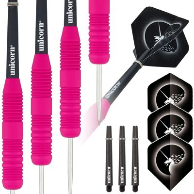 Unicorn Core Plus Dart Set - Pink Rubberised Steel Tip Unicorn Core Plus Dart Set - Pink Rubberised Steel Tip