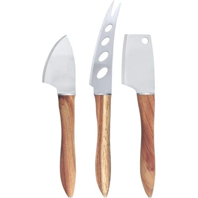 Set de Cuchillos de Queso de Madera de Acacia, 3 Piezas Set de Cuchillos de Queso de Madera de Acacia, 3 Piezas