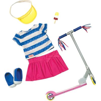 Poupées Our Generation - Ensemble scooter multicolore et accessoires - Publicité Poupées Our Generation - Ensemble scooter multicolore et accessoires - Publicité
