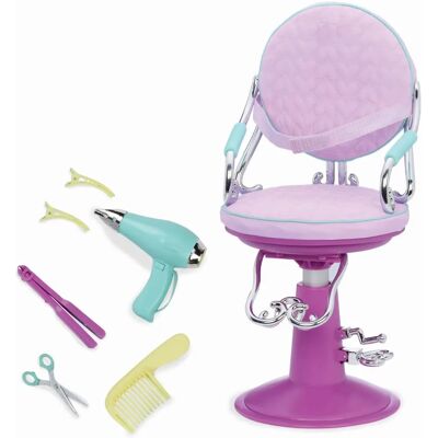 Our Generation Purple Salon Chair with Hearts - Doll Salon Furniture Our Generation Purple Salon Chair with Hearts - Doll Salon Furniture