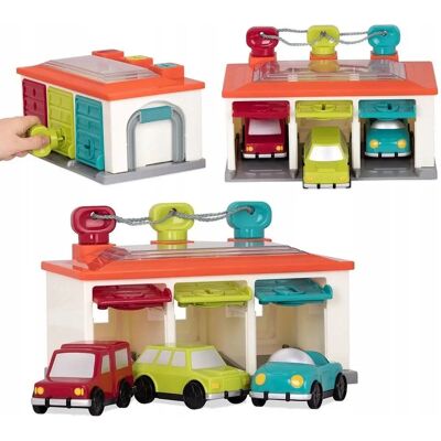 Battat BT2633Z Shape Sorting Garage - 3 Toy Cars, Keys & Interactive Doors Battat BT2633Z Shape Sorting Garage - 3 Toy Cars, Keys & Interactive Doors