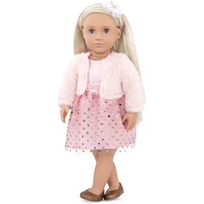 Poupée Millie de Our Generation - Robe à paillettes rose, manteau en fausse fourrure, headband - Publicité Poupée Millie de Our Generation - Robe à paillettes rose, manteau en fausse fourrure, headband - Publicité