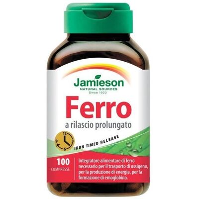Jamieson Ferro a Rilascio Prolungato 100 Compresse - Integratore Alimentare Jamieson Ferro a Rilascio Prolungato 100 Compresse - Integratore Alimentare