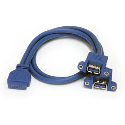 Câble USB 3.0 2 ports StarTech.com - Montage en panneau, Bleu Câble USB 3.0 2 ports StarTech.com - Montage en panneau, Bleu