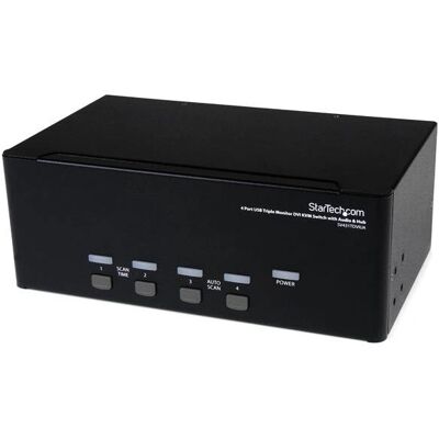 StarTech.com 4-portos hárommonitoros DVI USB KVM-kapcsoló - Fekete StarTech.com 4-portos hárommonitoros DVI USB KVM-kapcsoló - Fekete