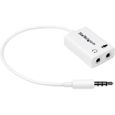 Bílý adaptér na sluchátka StarTech.com pro sluchátka s oddělenými konektory na sluchátka a mikrofon - 3,5 mm 4 polohy na 2x 3 polohy 3,5 mm M/F Bílý adaptér na sluchátka StarTech.com pro sluchátka s oddělenými konektory na sluchátka a mikrofon - 3,5 mm 4 polohy na 2x 3 polohy 3,5 mm M/F