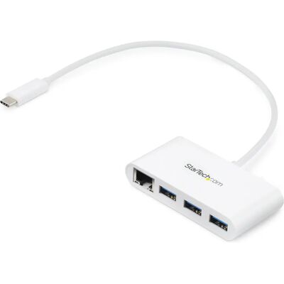 StarTech.com White USB-C Hub with Gigabit Ethernet - 3 Ports StarTech.com White USB-C Hub with Gigabit Ethernet - 3 Ports