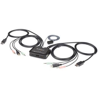 StarTech.com Interruttore KVM DisplayPort 2 Porte - 4K 60Hz - UHD Dp 1.2 Usb KVM con cavi da 4ft e audio - Alimentato tramite USB e R StarTech.com Interruttore KVM DisplayPort 2 Porte - 4K 60Hz - UHD Dp 1.2 Usb KVM con cavi da 4ft e audio - Alimentato tramite USB e R
