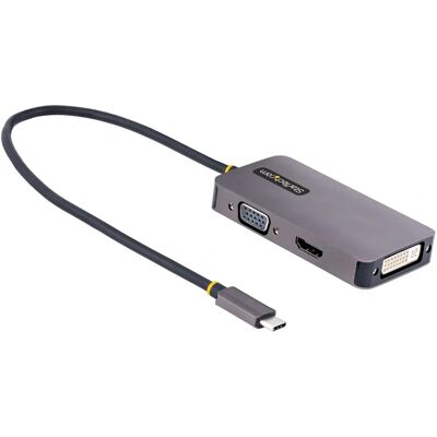 StarTech.com 118-USBC-HDMI-VGADVI USB grafiikkadapteri - 4K - Harmaa StarTech.com 118-USBC-HDMI-VGADVI USB grafiikkadapteri - 4K - Harmaa