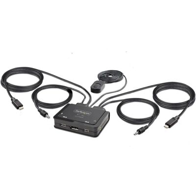 StarTech.com 2-port USB-C Kábel KVM Kapcsoló - Fekete StarTech.com 2-port USB-C Kábel KVM Kapcsoló - Fekete