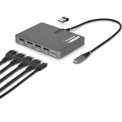 StarTech.com - QUAD-USB-DP-ADAPT - Grigio - Docking station StarTech.com - QUAD-USB-DP-ADAPT - Grigio - Docking station