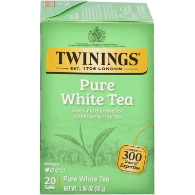 Thé Blanc Fujian Twinings - 20 Sachets - Publicité Thé Blanc Fujian Twinings - 20 Sachets - Publicité