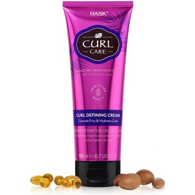 Hask Cuidados para Cabelos Cacheados e Ondulados - Creme Definidor com Óleo de Coco, Argán e Vitamina E - Tipo de Cacho Hask Cuidados para Cabelos Cacheados e Ondulados - Creme Definidor com Óleo de Coco, Argán e Vitamina E - Tipo de Cacho