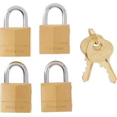 Master Lock Vorhängeschloss aus Massivmessing - 1,9 cm breit - 4er Pack Master Lock Vorhängeschloss aus Massivmessing - 1,9 cm breit - 4er Pack