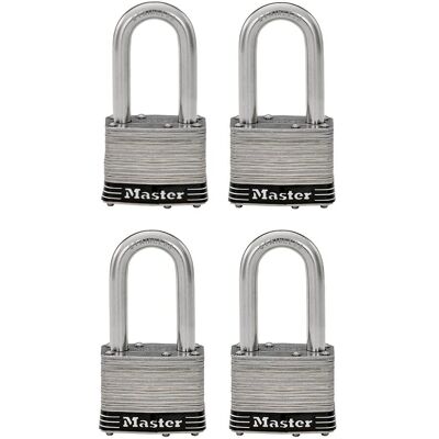 Candado exterior de acero inoxidable Master Lock 1SSQLF - Pack de 4 con misma llave Candado exterior de acero inoxidable Master Lock 1SSQLF - Pack de 4 con misma llave