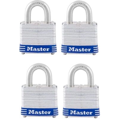 Candado de acero con llave Master Lock - 1,56 pulgadas - Pack de 4 Candado de acero con llave Master Lock - 1,56 pulgadas - Pack de 4