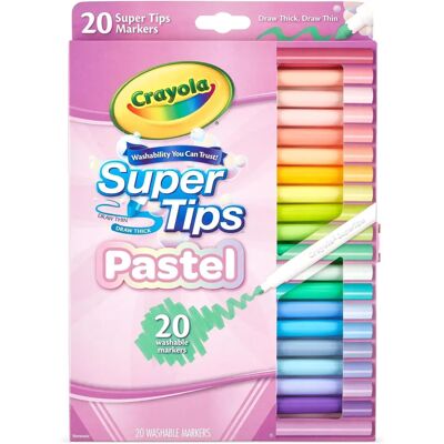 Crayola Pastel SuperTips Washable Markers Assorted Colours Pack of 20 Crayola Pastel SuperTips Washable Markers Assorted Colours Pack of 20