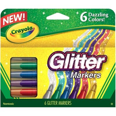 Crayola Glitter Markers - 6 Colors - Art Supplies Crayola Glitter Markers - 6 Colors - Art Supplies