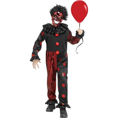 Fun World Division - Hochglanz Horrorclown - Schwarz-Rot Overall - Horrorclown Maske - Costume Fun World Division - Hochglanz Horrorclown - Schwarz-Rot Overall - Horrorclown Maske - Costume