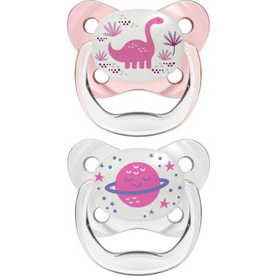 Sucette Prevent Nocturne Rose - Orthodontique en Silicone, 6-18M - Publicité Sucette Prevent Nocturne Rose - Orthodontique en Silicone, 6-18M - Publicité