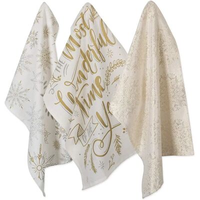 DII - Snowflakes - Metallic - Cotton - Kitchen Towel Set DII - Snowflakes - Metallic - Cotton - Kitchen Towel Set